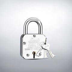 Link Atoot 55MM Lock | 2 Lakhs Key Combinations | Steel Body | Hardened Shackle | 8 Brass Levers | Made in India | Each Padlock with 3 Silver Keys and Free Key Chain