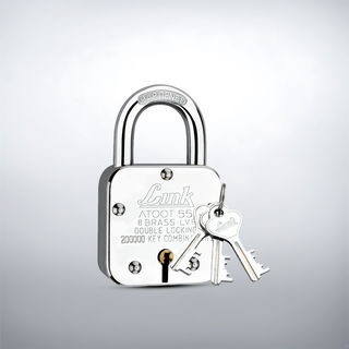  Link Atoot 55MM Lock | 2 Lakhs Key Combinations | Steel Body | Hardened Shackle | 8 Brass Levers | Made in India | Each Padlock with 3 Silver Keys and Free Key Chain 