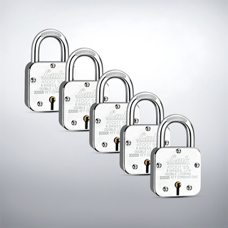  Link Atoot 55MM Padlocks 5Pcs Set | 2 Lakhs Key Combinations | Steel Body | Hardened Shackle | 8 Brass Levers | Made in India | 3 Keys for Each Padlock 