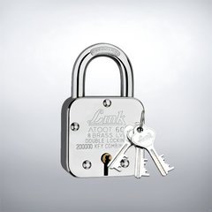 Link Atoot 60MM Lock | 2 Lakhs Keys Combination | Steel Body | Hardened Shackle | 8 Brass Levers | Made in India | 1 Padlock 3 Silver Keys