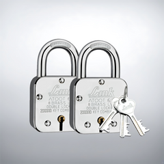 Link Atoot 60MM | 2 Lakh Key Combinatiosn | Steel Body | Hardened Shackle | 8 Brass Levers | Made in India | Each Padlock with 3 Silver Keys and Free Key Chain (Pack of 2)