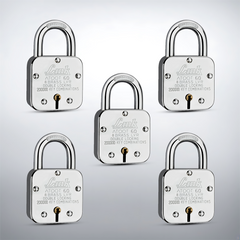 Link Atoot 60MM Padlocks 5Pcs Set | 2 Lakhs Key Combinations | Steel Body | Hardened Shackle | 8 Brass Levers | Made in India | 3 Keys for Each Padlock