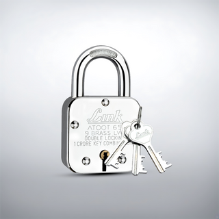  Link Atoot 65MM Padlock Pack of 1 | 1 Crore Key Combinations | Steel Body | Hardened Shackle | 9 Brass Lever | Made in India 
