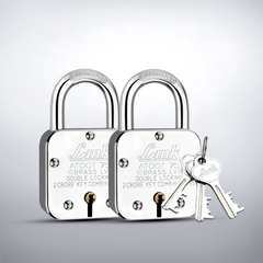 Link Atoot 75MM Lock Pack of 2 | 2 Crore Key Combinations | Stainless Steel Body | Hardened Shackle | 10 Brass Lever | Made in India | Each Padlock with 3 Silver Key