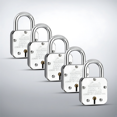 Link Atoot 75MM Padlocks 5Pcs Set | 2 Crore Key Combinations | Stainless Steel Body | Hardened Shackle | 10 Brass Lever | Made in India | 3 Keys for Each Padlock