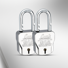 Link Atoot Extra 60MM Triple Locking Mechanism Padlock, Hardened Shackle, Each Padlock with 3 Silver Keys and Free Keychain (Pack of 2)