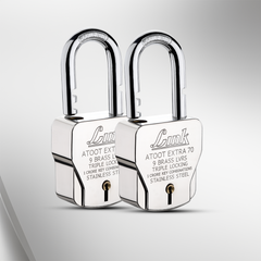 Link Atoot Extra 70MM Triple Locking Mechanism Padlock, Hardened Shackle, Each Padlock with 3 Silver Keys and Free Keychain (Pack of 2)