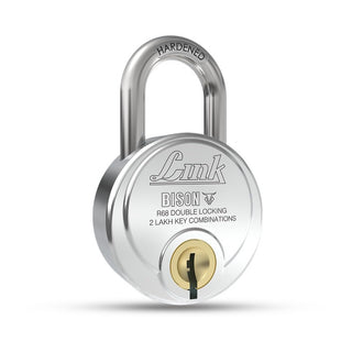 Link Bison 68mm Heavy Duty Padlock | Lock for Home Door, Office, Shop, Travel | Tough CR Body | Hardened Steel Shackle, | Double Locking System | High Precision 4 Keys | 2 Lakh Key Combinations