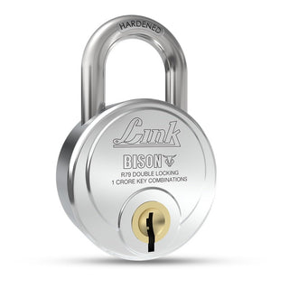 Link Bison 79mm Heavy Duty Padlock | Lock for Home Door, Office, Shop, Travel | Tough CR Body | Hardened Steel Shackle, | Double Locking System | High Precision 4 Keys | 10 Million Key Combinations