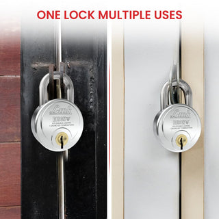 Link Bison 79mm Heavy Duty Padlock | Lock for Home Door, Office, Shop, Travel | Tough CR Body | Hardened Steel Shackle, | Double Locking System | High Precision 4 Keys | 10 Million Key Combinations