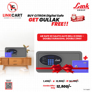 Link Smart Citron Safe Locker for Home | 28 Litres | Link Digital Lock | Link Locker Safe For Home | Master & User PIN Code Access | Tijori Locker | Grey COMBO