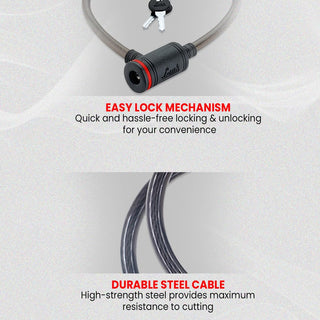 Link Heavy Duty Steel Cable Lock – 100cm Length, 7mm Thickness, Key Lock with 2 Keys – for Bikes, Cycles, Helmets, Scooters, Gates CL-03 | Pack of 1