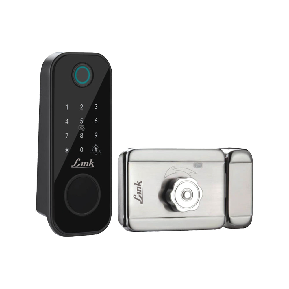 Link Smart Flexi Digital Biometric Rim Lock for Main Door (Mobile app with Wi-Fi, Black)