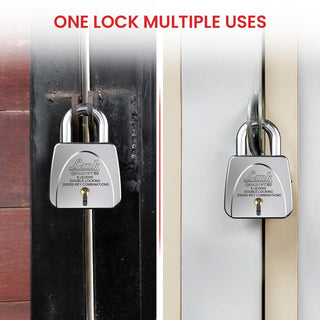 Link Gravi-T 60mm Heavy Duty Padlock | Lock for Home Door, Office, Shop, Travel | Tough CR Body | 8 Levers | Hardened Steel Shackle | Double Locking System | 3 Silver Keys | 2 Lakh Key Combinations