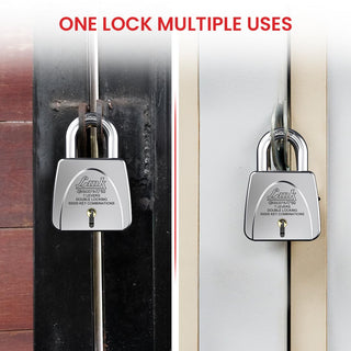 Link Gravi-T 50mm Heavy Duty Padlock | Lock for Home Door, Office, Shop, Travel | Tough CR Body | Hardened Steel Shackle, | Double Locking System | 3 Silver Keys | 50000 Key Combinations