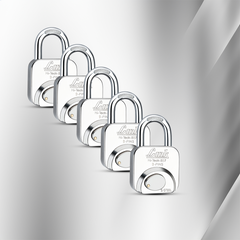 Link S 57MM Padocks 5Pcs-Set | Stainless Steel Body | Hardened Shackle | 3 Silver Keys with Hi-Tech Nickle & Keychain | Made in India | 3Keys for Each Padlock