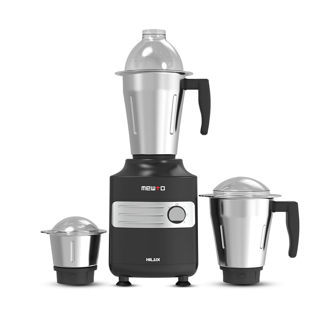 Mewto Hilux 750W Mixer Grinder | Powerful Durawind Motor, 3 Multi-Purpose Jars