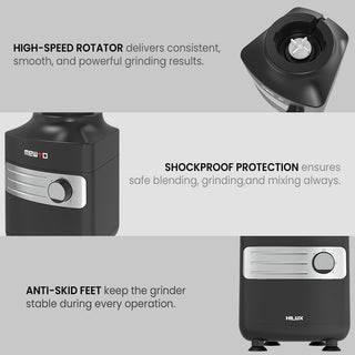 Mewto Hilux 750W Mixer Grinder | Powerful Durawind Motor, 3 Multi-Purpose Jars