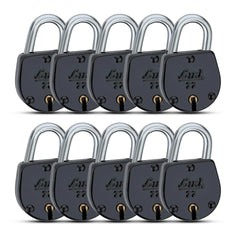 Link 35MM Jewel Coloured Padlocks 10Pcs Set  | Steel Body | Brass Lever | 2 Silver Keys | Made in India | 2 Keys for Each Padlock