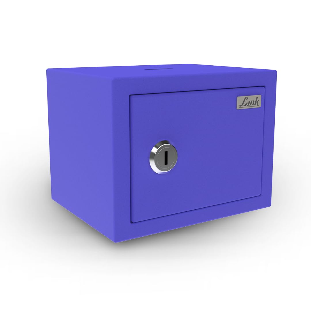 Link Smart 2 Liters Gullak Safe Locker for Home & Office | 3-Year Warranty | Mechanical Key, CRCA Material, Laser Cut Design | Vibrant Saving Bank | Ocean Blue