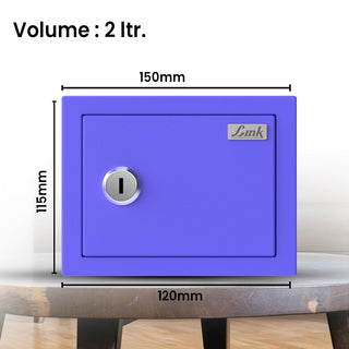 Link Smart 2 Liters Gullak Safe Locker for Home & Office | 3-Year Warranty | Mechanical Key, CRCA Material, Laser Cut Design | Vibrant Saving Bank | Ocean Blue