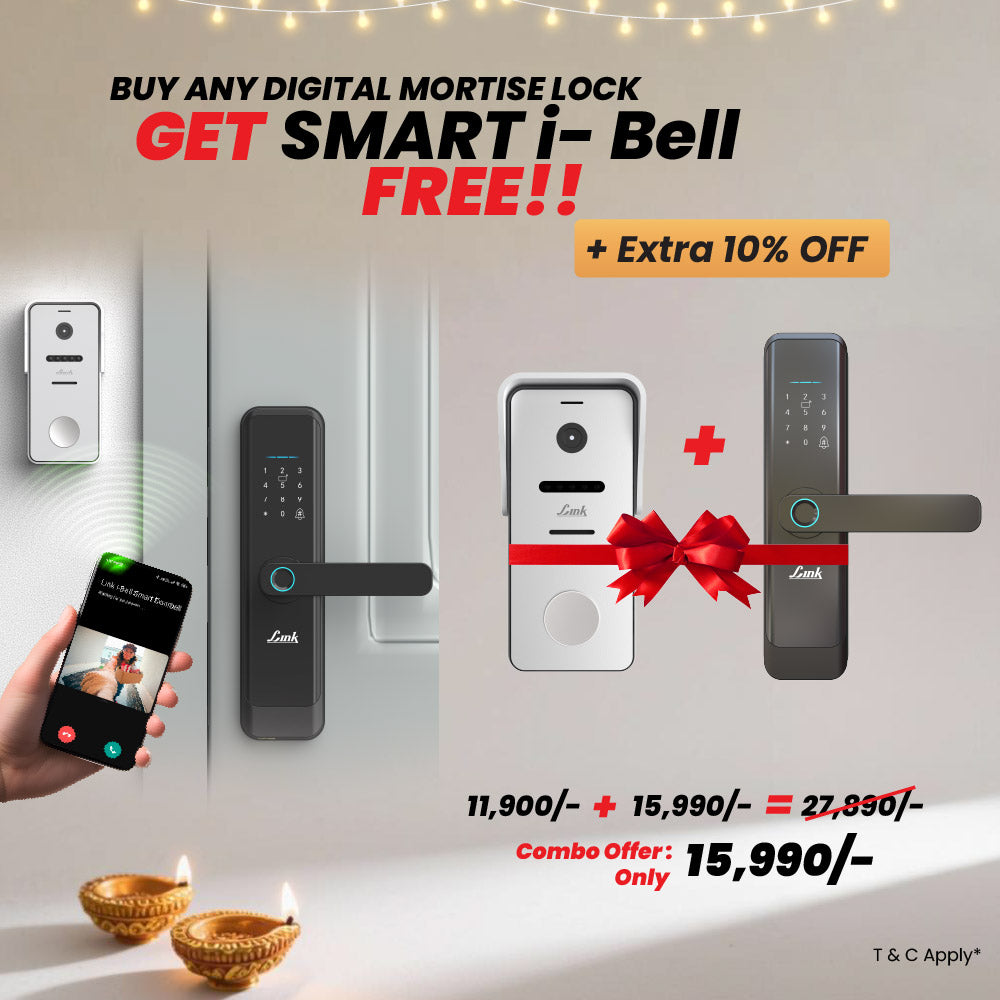 Link Smart Quantum Digital Biometric Door Lock (Mobile app with Wi-Fi, Black) | + Free Smart i-Bell + Additional Discount