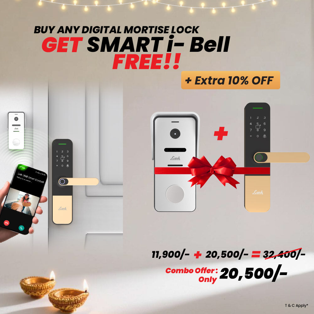 Link Smart Vitron Digital Biometric Door Lock (Mobile app with Wi-Fi, Gold) + Free Smart i-Bell + Additional Discount