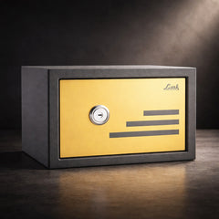 Link Smart Mini Mecano Safe Locker– Home & Office Security Safe with Computerized Wave Keys, 3 SS304 Locking Bolts, Golden Mirror-Finish Door 11 Litres (Grey & Gold)