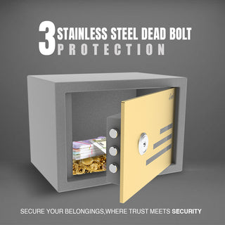 Link Smart Mecano Safe Locker for Home | 21 Litres | Link Digital Lock | Computerized key Access | Mechanical Locker | Tijori Locker | Three strong SS304 Locking Bolts |  Gold