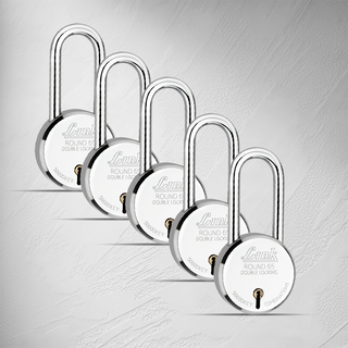  Link New Round  65MM Long Shackle 5Pcs Set | 50,000 Key Combinations | Made in India | Double Locking | Steel Body | Iron Lever| 3 Keys for Each Padlock 