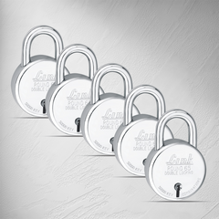 Link New Round 65MM Padlocks 5Pcs Set | 50,000 Key Combinations | Made in India | Double Locking | Steel Body | Iron Lever | 3 Keys for Each Padlock