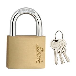 Link PT 40 MM Brass Lock with Hardened Shackle and 3 Brass Key | 15 Years Warranty