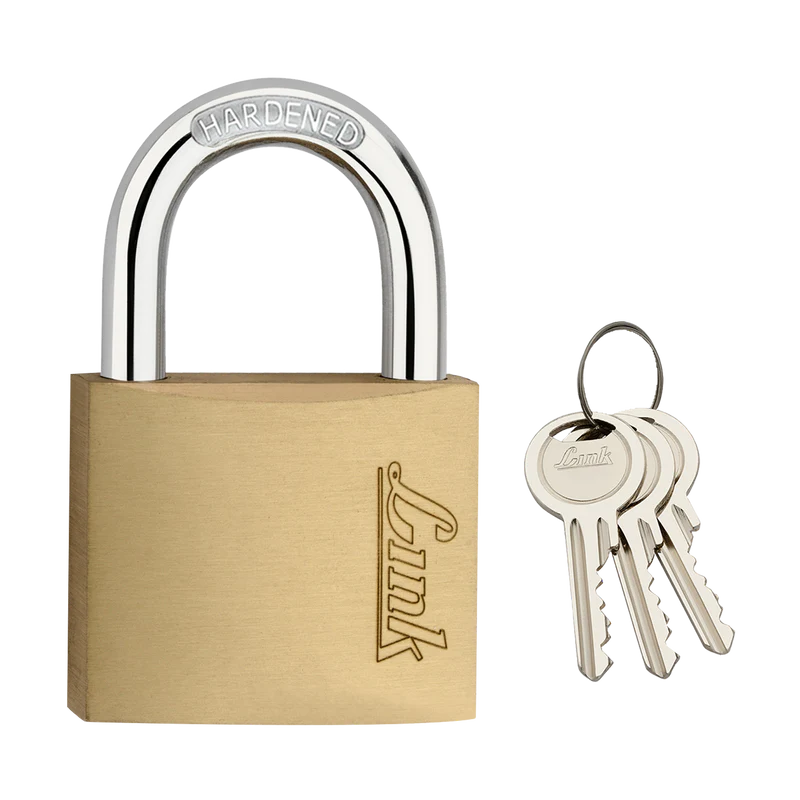 Link PT 50 MM Brass Padlock with Hardened Shackle and 3 Brass Key | 15 Years Warranty