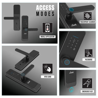 Link Smart Quantum Digital Biometric Door Lock (Mobile app with Wi-Fi, Black) COMBO