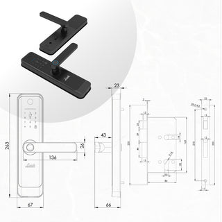 Link Smart Quantum Digital Biometric Door Lock (Mobile app with Wi-Fi, Black) COMBO