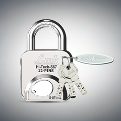 Link S-67MM Padlock | Stainless Steel Body | Hardened Shackle | 1 Padlock | 3 Silver Keys with Hi-Tech Nickle & Keychain | Made in India