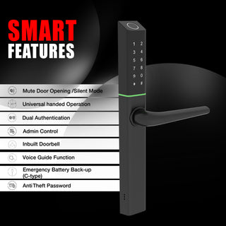 Link Smart Slimtron Digital Biometric Door Lock for Aluminium frame door (Mobile app with Wi-Fi, Black)