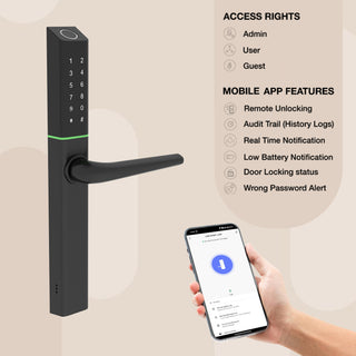 Link Smart Slimtron Digital Biometric Door Lock for Aluminium frame door (Mobile app with Wi-Fi, Black)