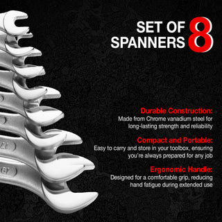 Prabal Tools Double Open Spanner 8 Pcs SET
