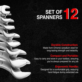 Prabal Tools Double Open Spanner 12 Pcs SET