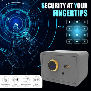 Link Smart Ultron Safe Locker for Home | 17 Litres | Digital Lock | Locker Safe For Home | Master & User PIN Code Access | Fingerprint Locker | Tijori Locker | Motorized locker | Automatic locking and unlocking | Grey COMBO