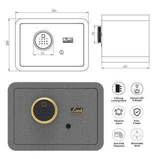 Link Smart Ultron Safe Locker for Home | 17 Litres | Digital Lock | Locker Safe For Home | Master & User PIN Code Access | Fingerprint Locker | Tijori Locker | Motorized locker | Automatic locking and unlocking | Grey COMBO