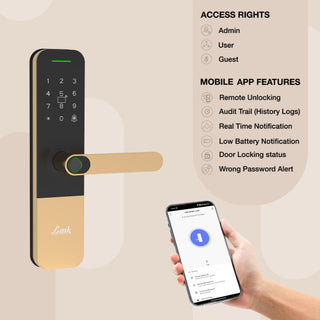 Link Smart Vitron Digital Biometric Door Lock (Mobile app with Wi-Fi, Gold) COMBO