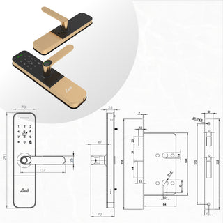 Link Smart Vitron Digital Biometric Door Lock (Mobile app with Wi-Fi, Gold) COMBO