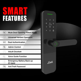 Link Smart Vitron Digital Biometric Door Lock (Mobile app with Wi-Fi, Black)