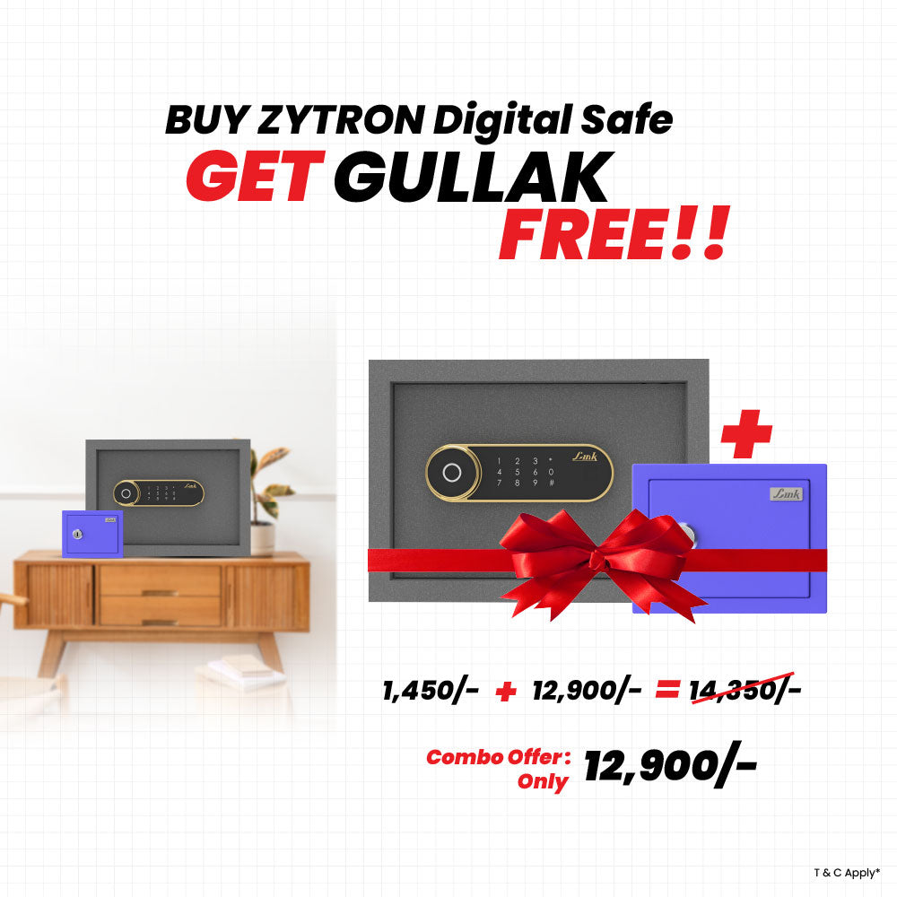 Link Smart Zytron Safe Locker for Home | 16 Litres | Link Digital Lock | Link Locker Safe For Home | Master & User PIN Code Access | Fingerprint Locker | Tijori Locker | Grey COMBO