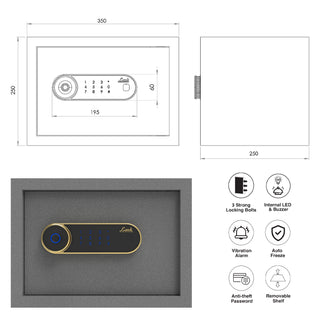 Link Smart Zytron Safe Locker for Home | 16 Litres | Link Digital Lock | Link Locker Safe For Home | Master & User PIN Code Access | Fingerprint Locker | Tijori Locker | Grey COMBO
