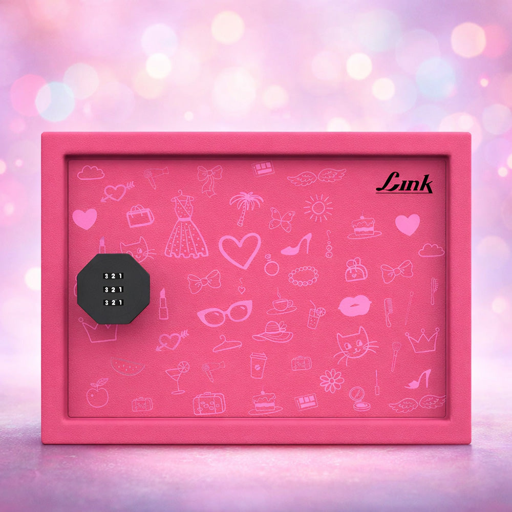 Link Smart My Safe Box – Premium Combination Lock Money Bank for Kids | No Keys or Batteries Needed | Durable Design, 5.7L Capacity | Fun, Colorful Safe for Saving | Pretty Pink Color