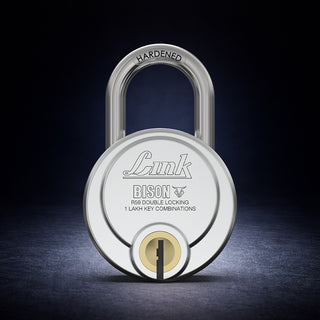  Link Bison 79mm Heavy Duty Padlock | Lock for Home Door, Office, Shop, Travel | Tough CR Body | Hardened Steel Shackle, | Double Locking System | High Precision 4 Keys | 10 Million Key Combinations 
