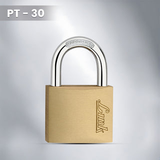  Link PT-30 MM Brass Padlock with Hardened Shackle and 3 Brass Key | 15 Years Warranty 
